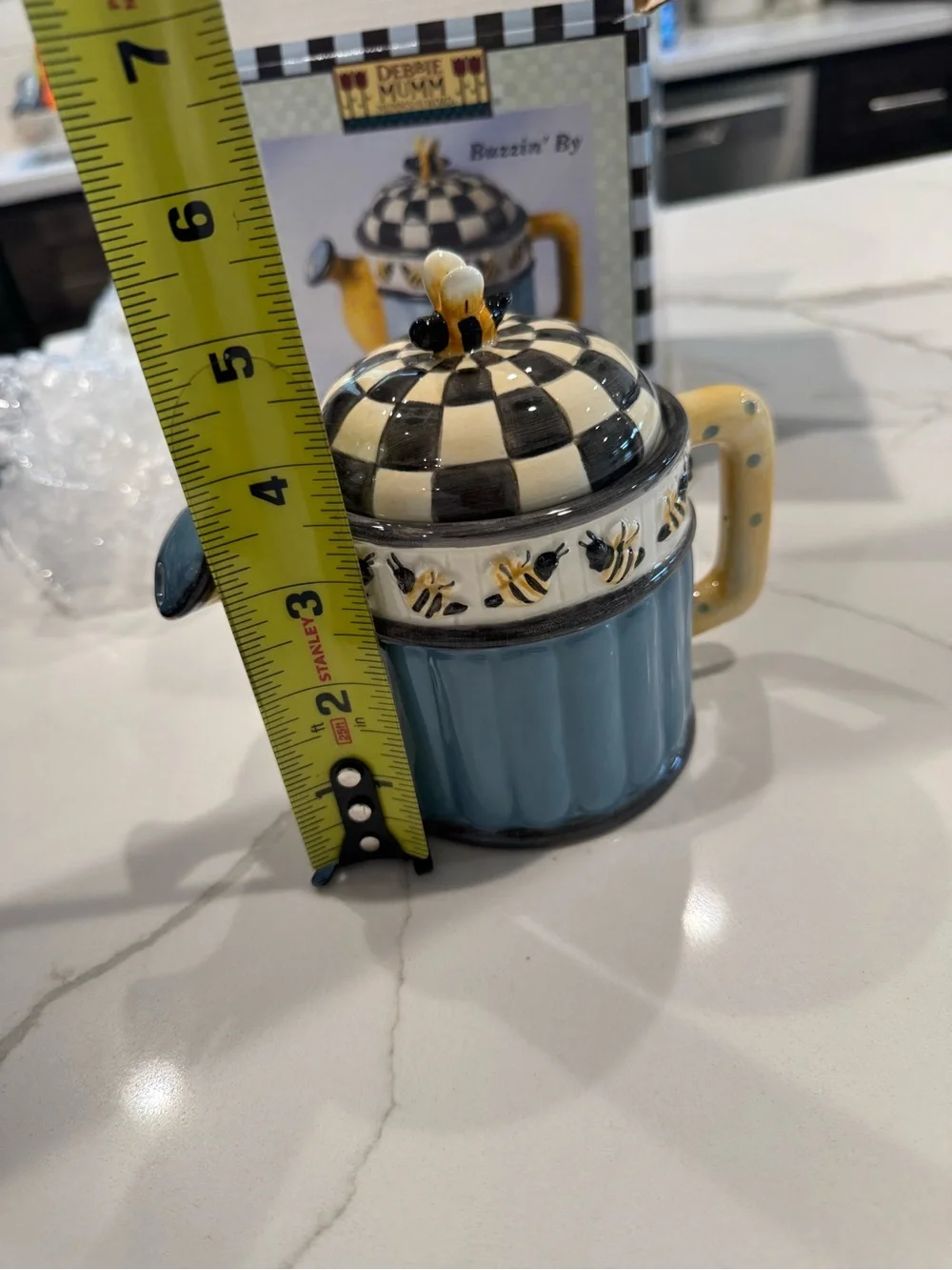 Debbie Mumm Buzzin' By Mini Teapot Handpainted Collectible w/ Original Box